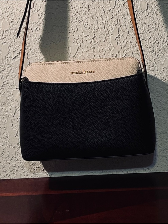 kate spade Handbags - Nanette Lepore Black and Cream Two-Tone Pebbled Crossbody